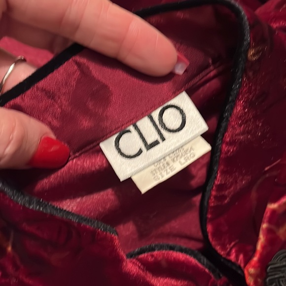 VINTAGE Clio Asian-inspired jacket.Velour  w/black&gold floral High slits sides - Picture 8 of 8